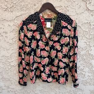 Carole Little Vintage Jeweled Blouse Size 2